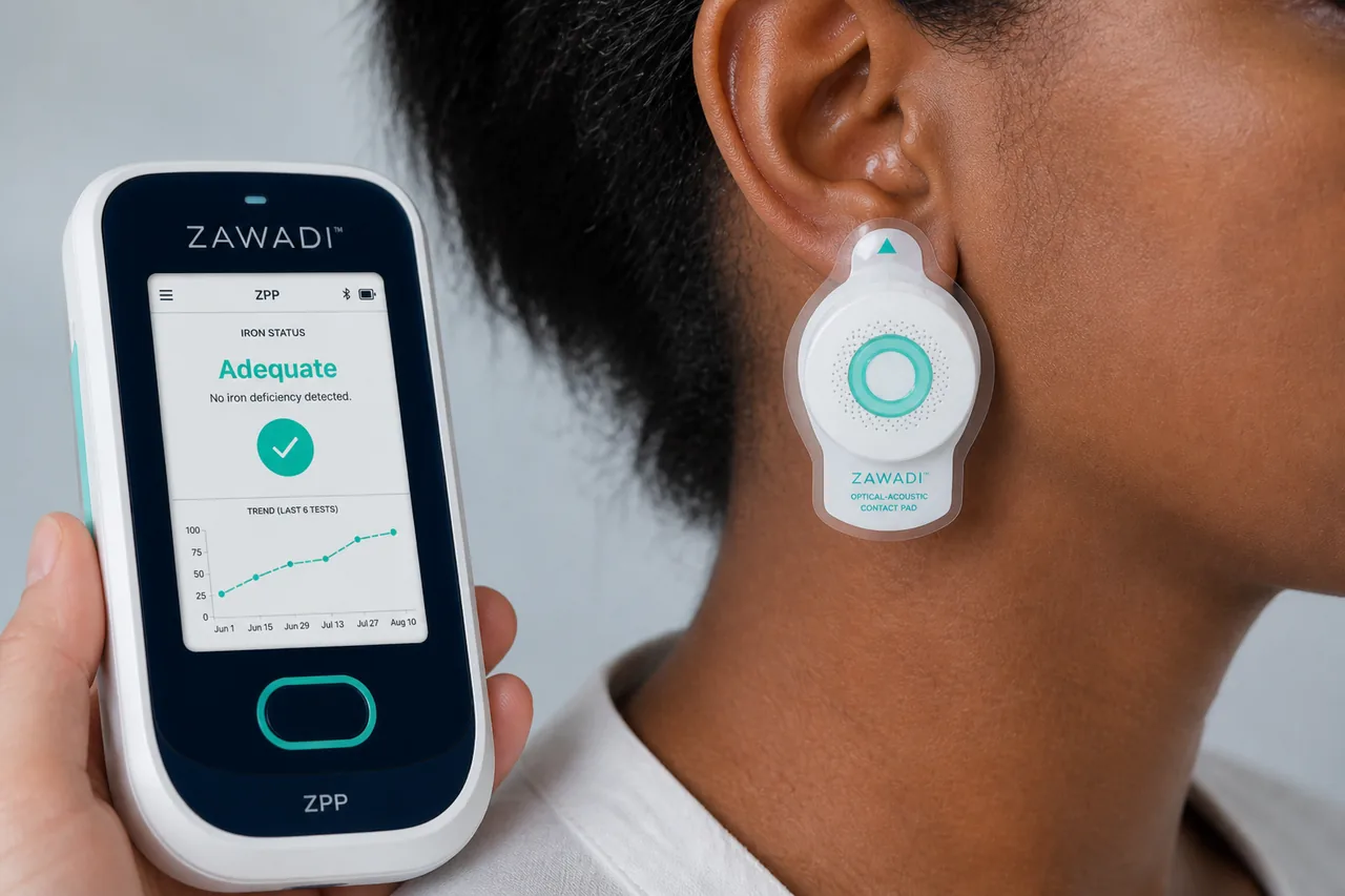 Concept illustration of ZAWADI placement at the earlobe.