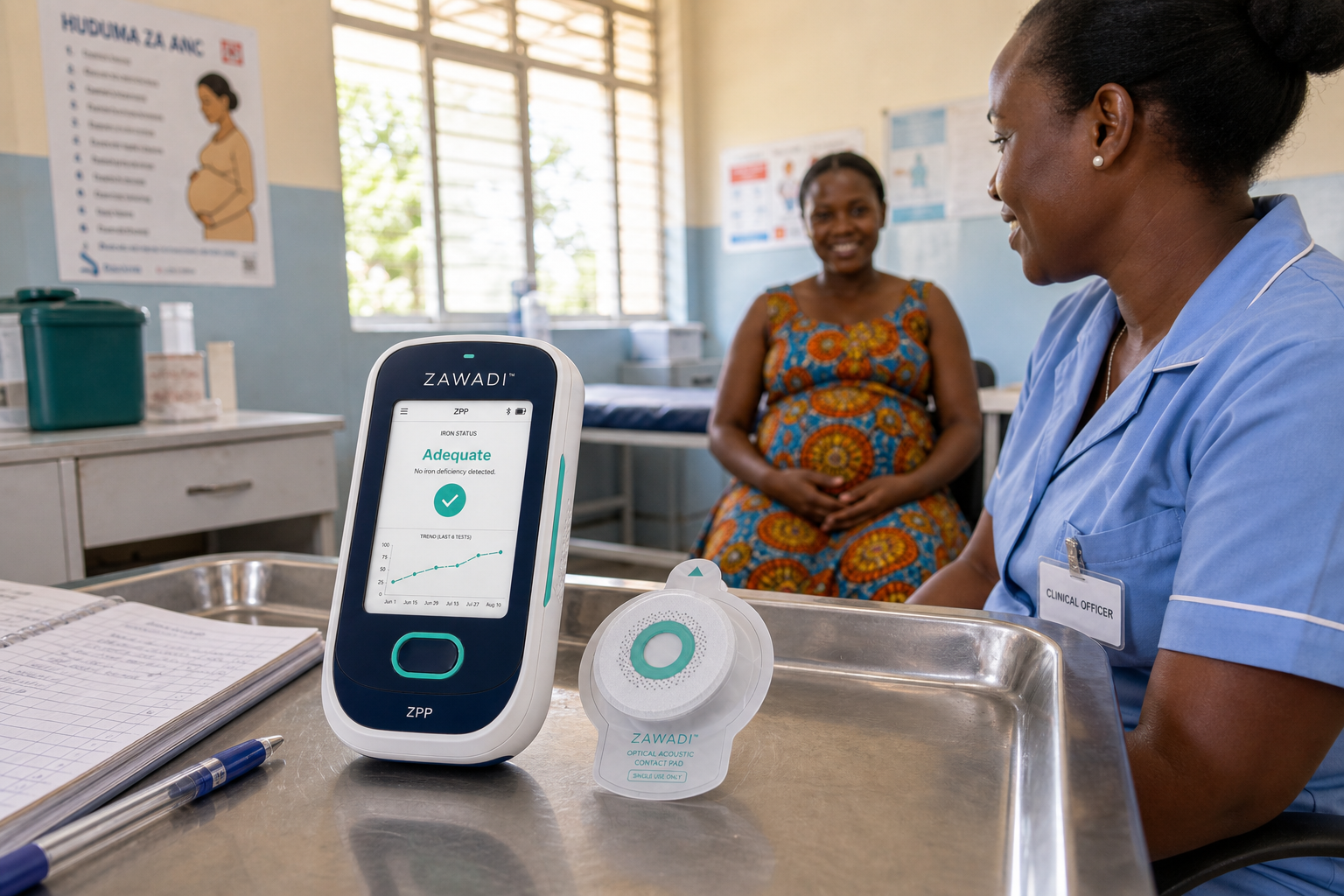 ZAWADI device in an antenatal clinic setting.